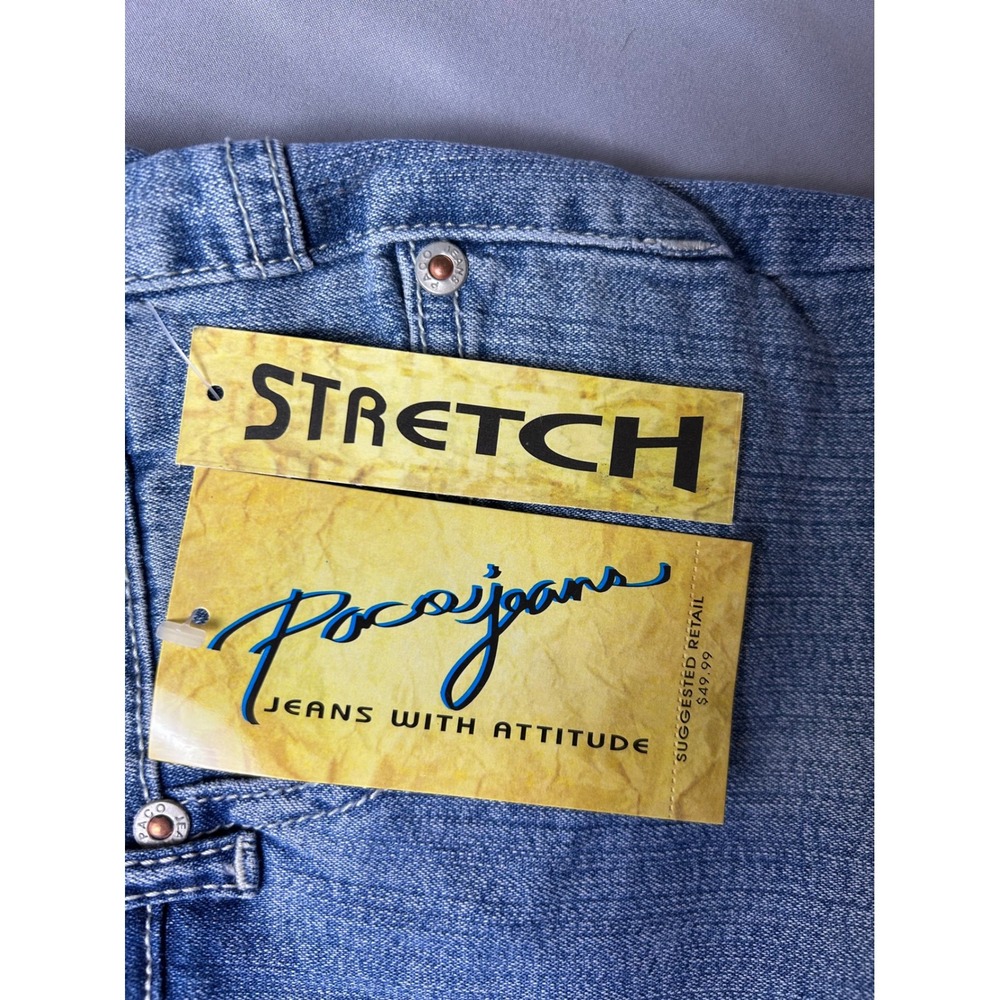 VTG Poco Jeans Women Size 11 Distressed Denim Jeans with Patches Beaded - Picture 6 of 10